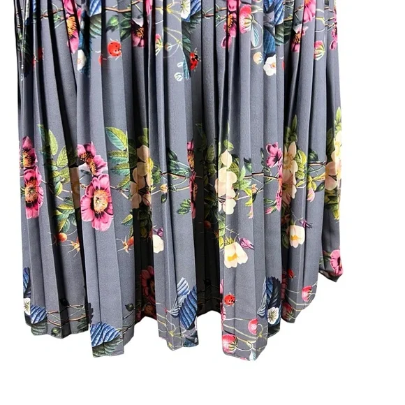 Ted Baker Izitaa Oracle Knit Skater Dress Pleated floral Print Skirt SZ 3 - Picture 5 of 11